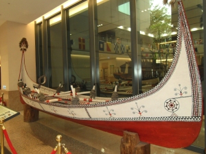 Aborigine boat from Lanyu, Orchid Island. About as good as this exhibition gets. 